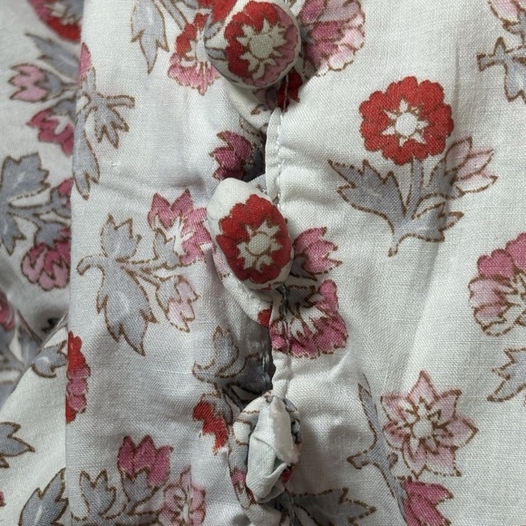 Vintage Liberty Of London Pattern Red Ecru Floral  Dress Drop Waist Size 6/8 - Picture 7 of 9